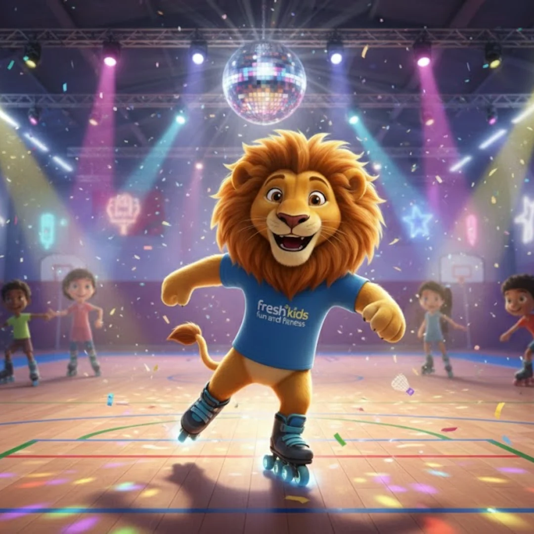 Lenny the Lion roller skating